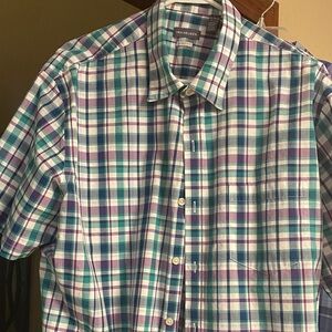 Van Heusen Men's Casual Plaid Shirt - Purple and Teal shirt sleeve